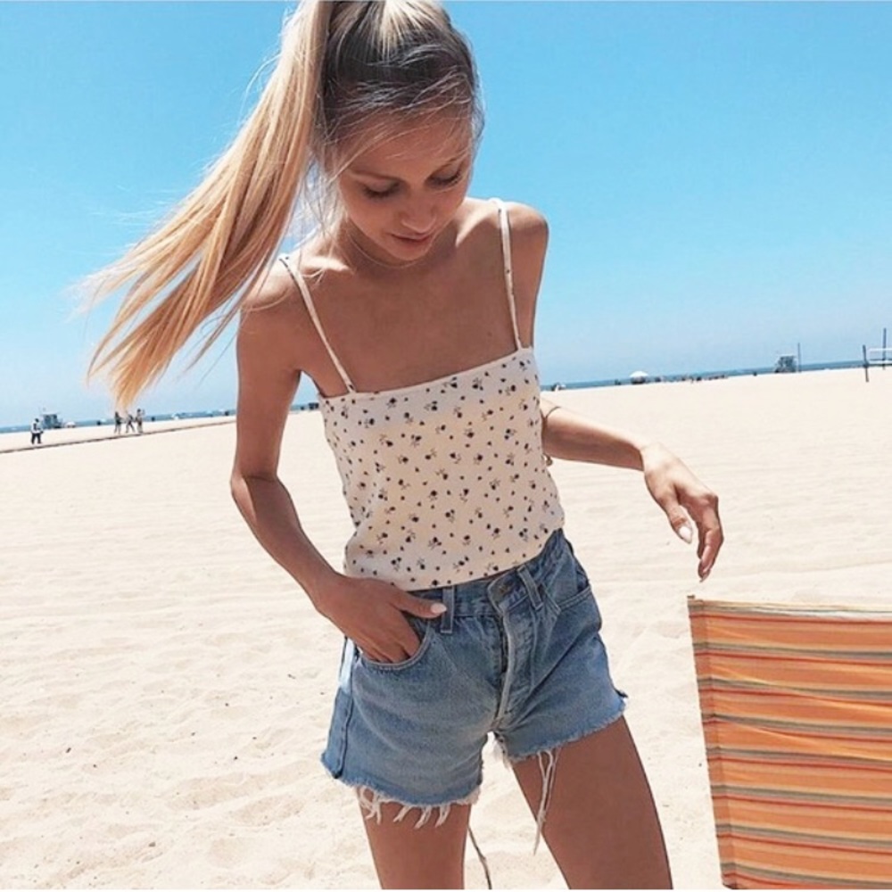 brandy melville floral faye tank
